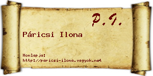 Páricsi Ilona névjegykártya