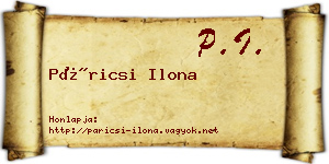 Páricsi Ilona névjegykártya